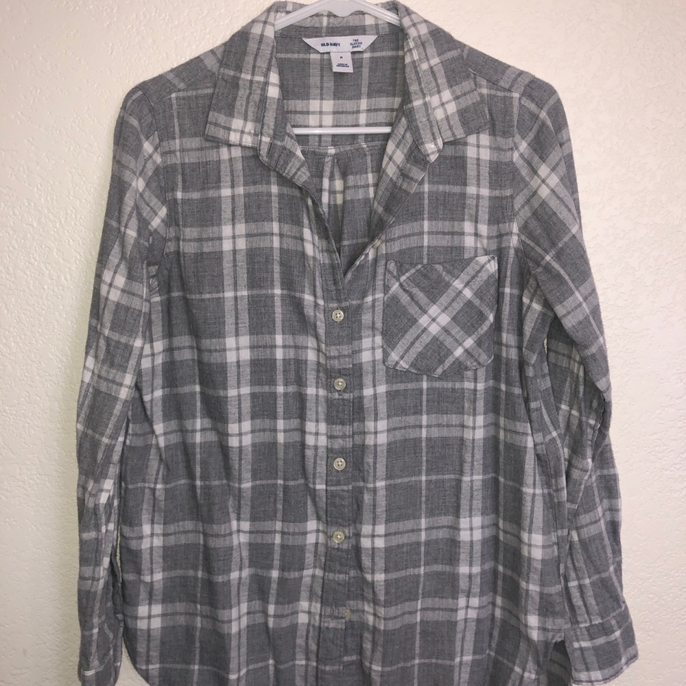 Gray and white flannel
